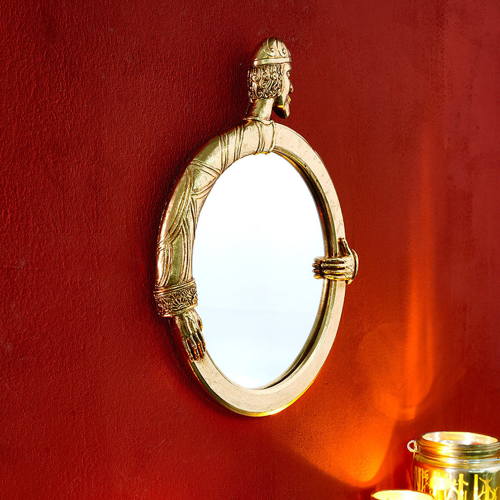 Circular decorative hanging mirror