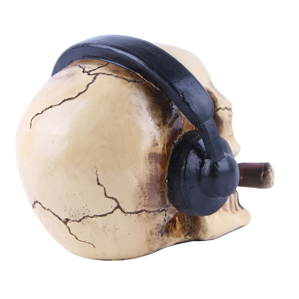 Earphone skull decoration home resin ornaments