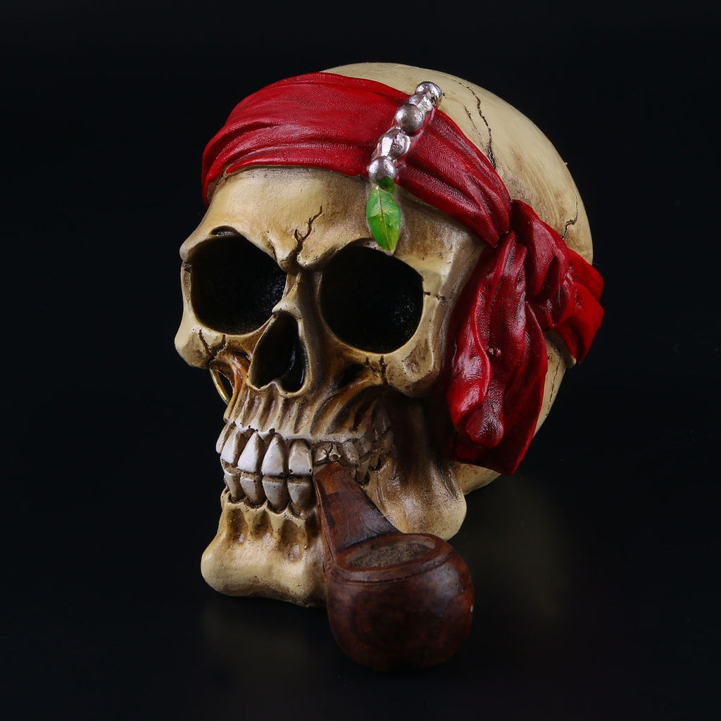 Pipe pirate skull decoration home resin ornaments