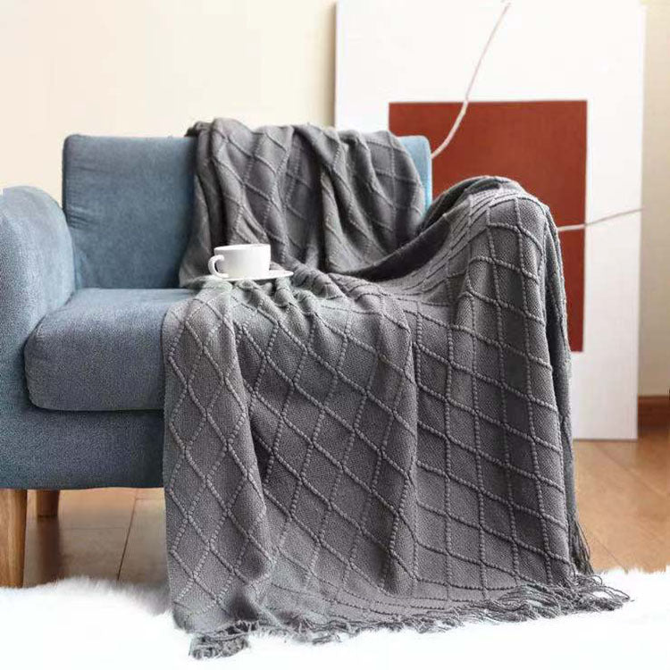 Diamond Flower Sofa Blanket Cover Blanket Bed End Blanket Knitted Air Conditioning Blanket Tassel Napping Blanket Multifunctional Decorative Blanket