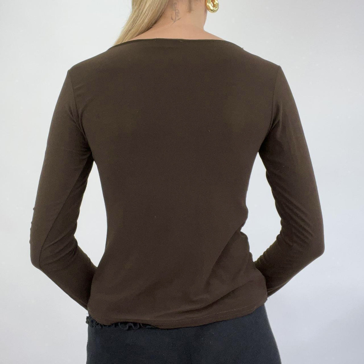 Retro brown long sleeved base T-shirt