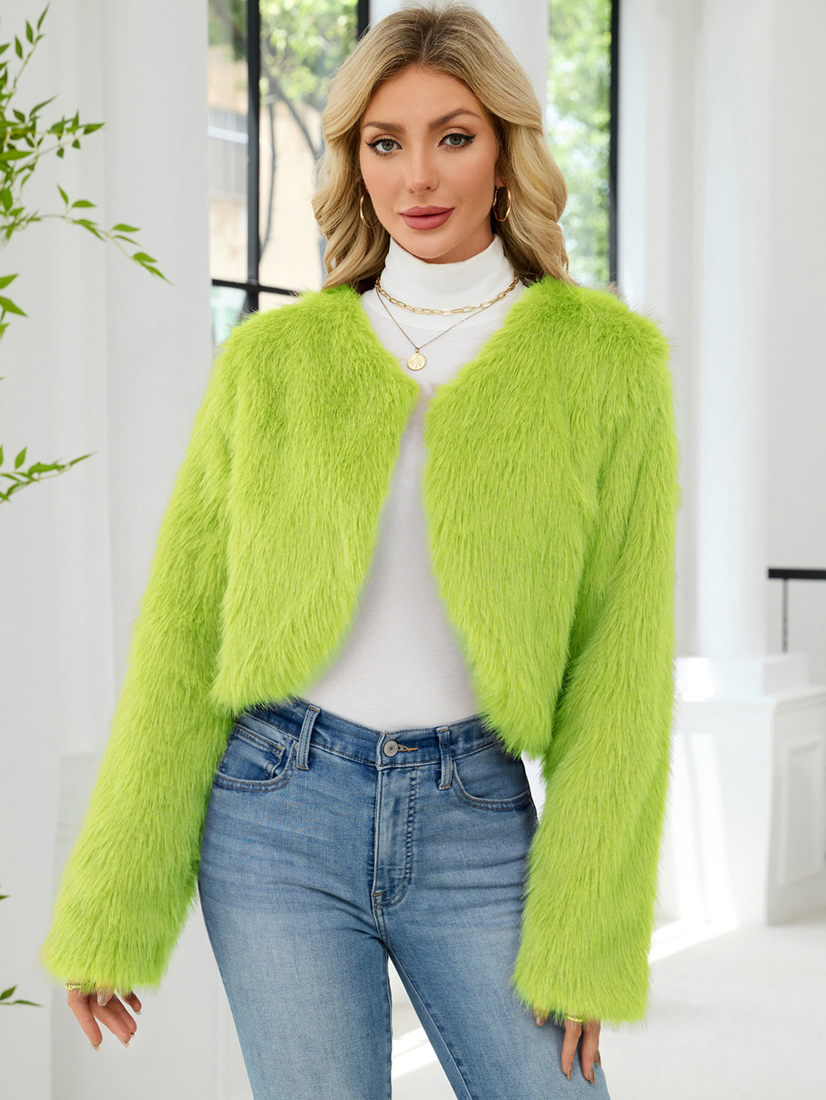 Imitation fur top women's fur short jacket