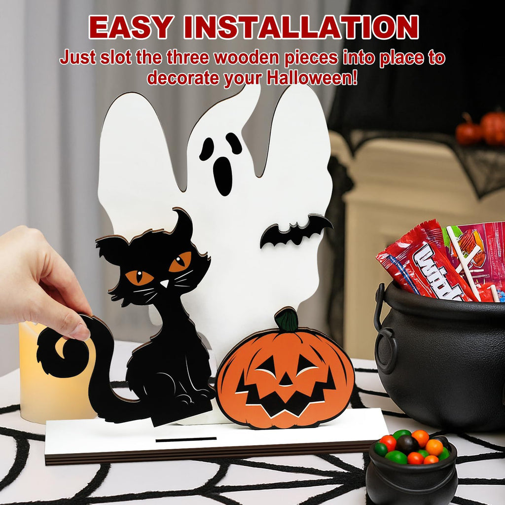 Wooden Halloween Decorative Hanging Ornament, Wooden Craft Tree Hanging Decoration for Party Supplies