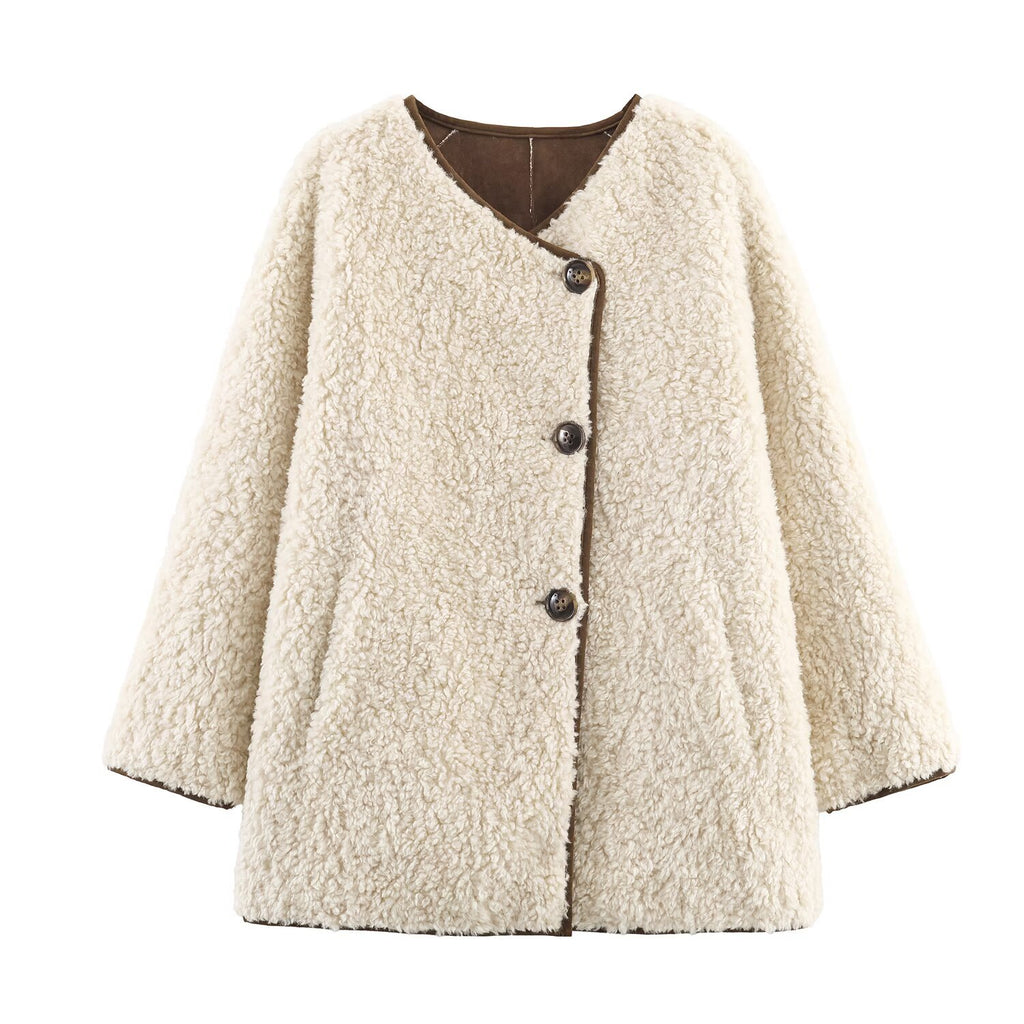 Lamb fur suede fur one-piece loose fur coat