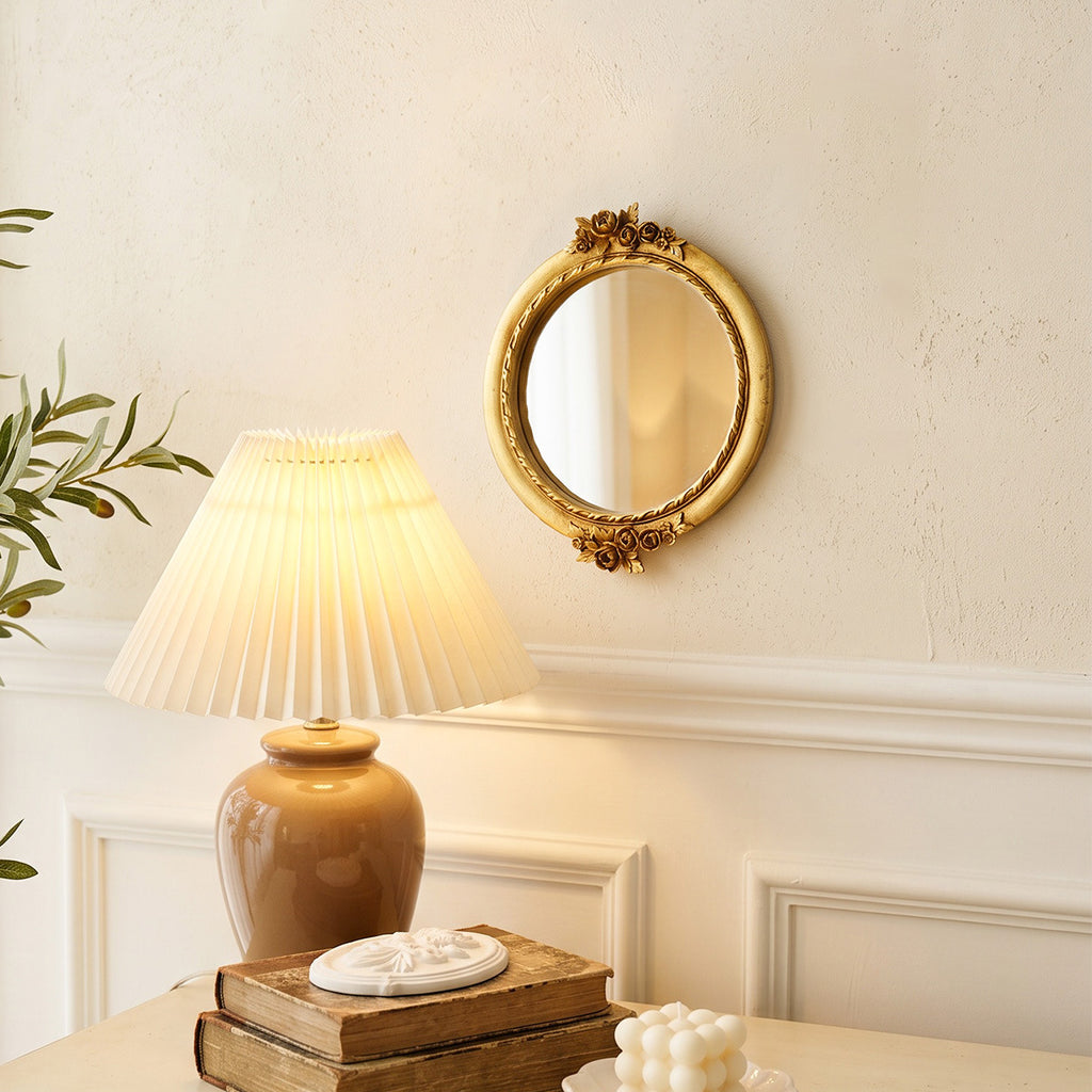 Golden carved wall mounted mirror